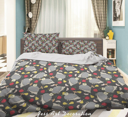 3D Abstract Vintage Hedgehog Pattern Quilt Cover Set Bedding Set Duvet Cover Pillowcases WJ 4014