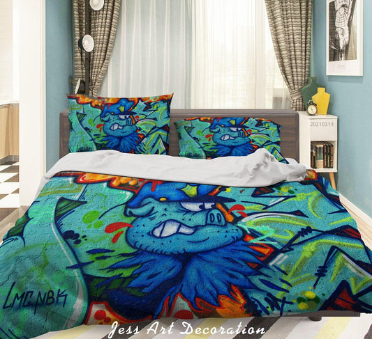 3D Abstract Colored Graffiti Monster Quilt Cover Set Bedding Set Duvet Cover Pillowcases 179