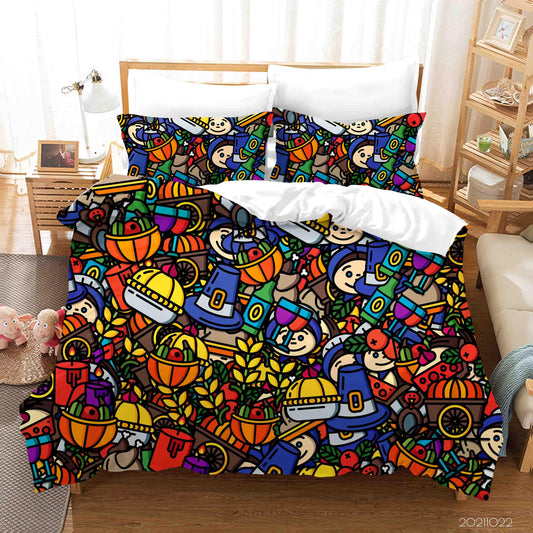 3D Abstract Monster Graffiti Quilt Cover Set Bedding Set Duvet Cover Pillowcases 39