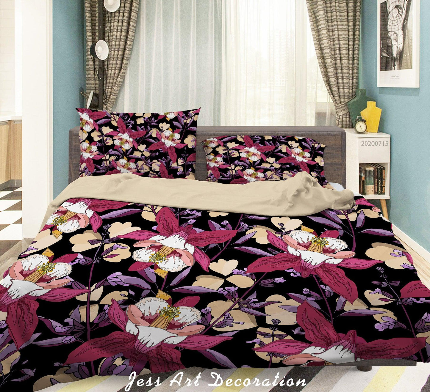 3D Art Floral Garden Pink White Pattern Quilt Cover Set Bedding Set Duvet Cover Pillowcases WJ 1502