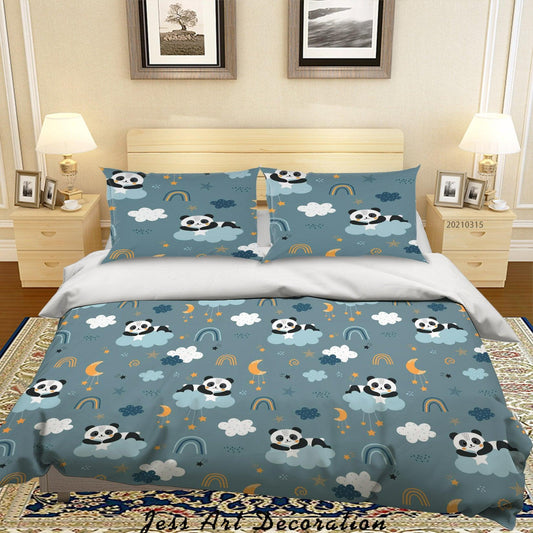 3D Cartoon Moon Cloud Panda Quilt Cover Set Bedding Set Duvet Cover Pillowcases 44