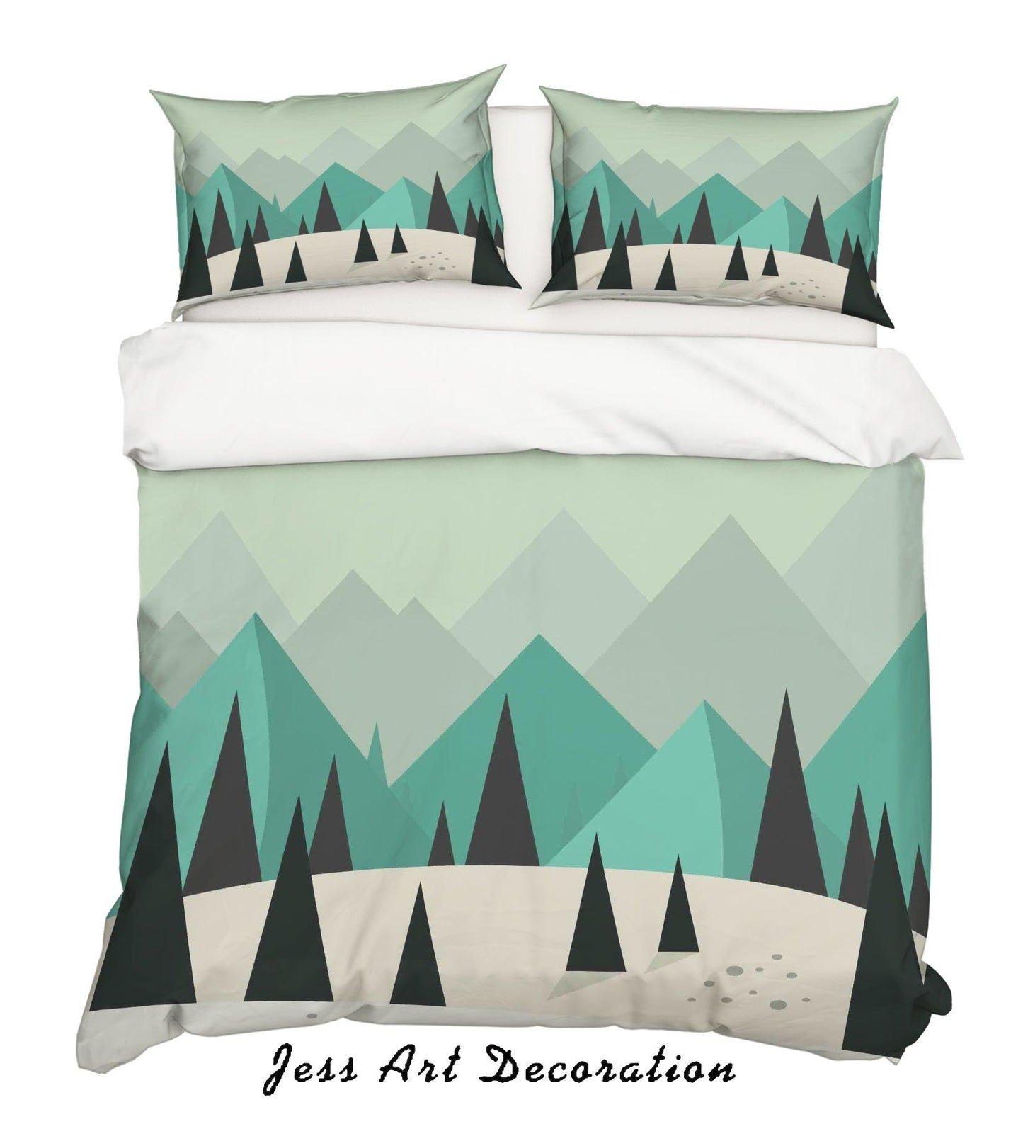 3D Cartoon Green Plants Quilt Cover Set Bedding Set Pillowcases 22