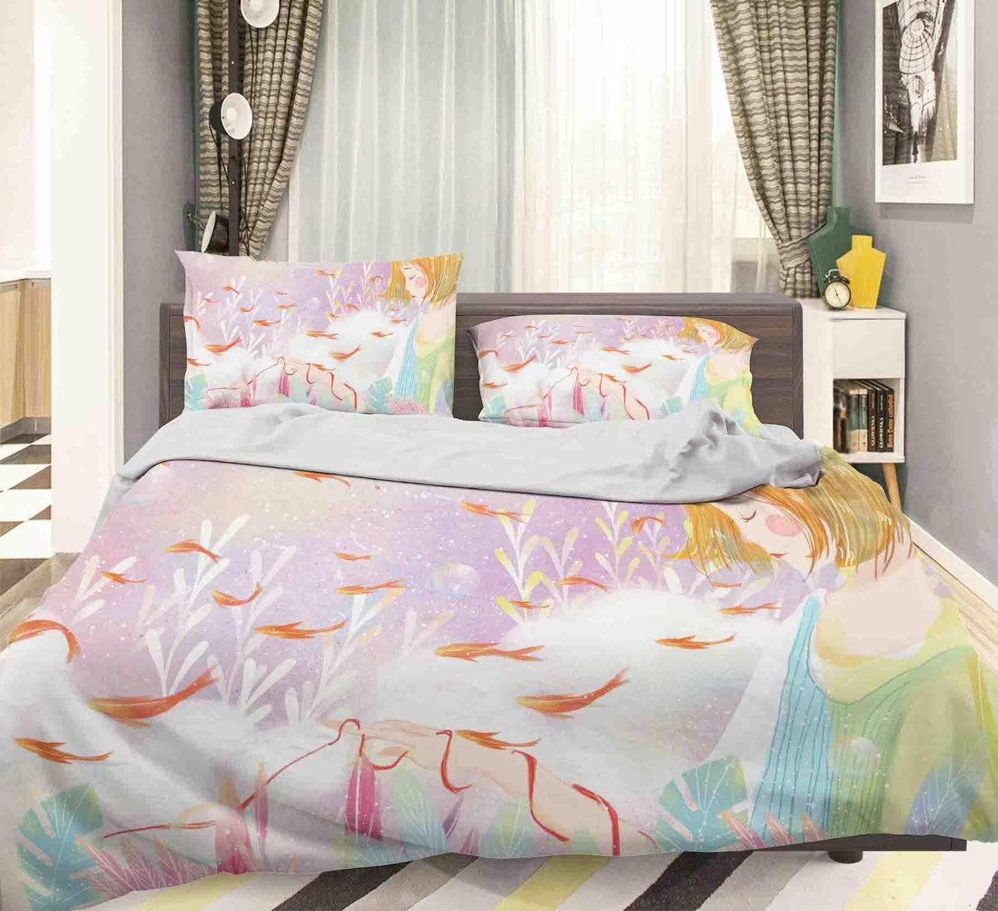 3D Beauty Fish Quilt Cover Set Bedding Set Pillowcases 105