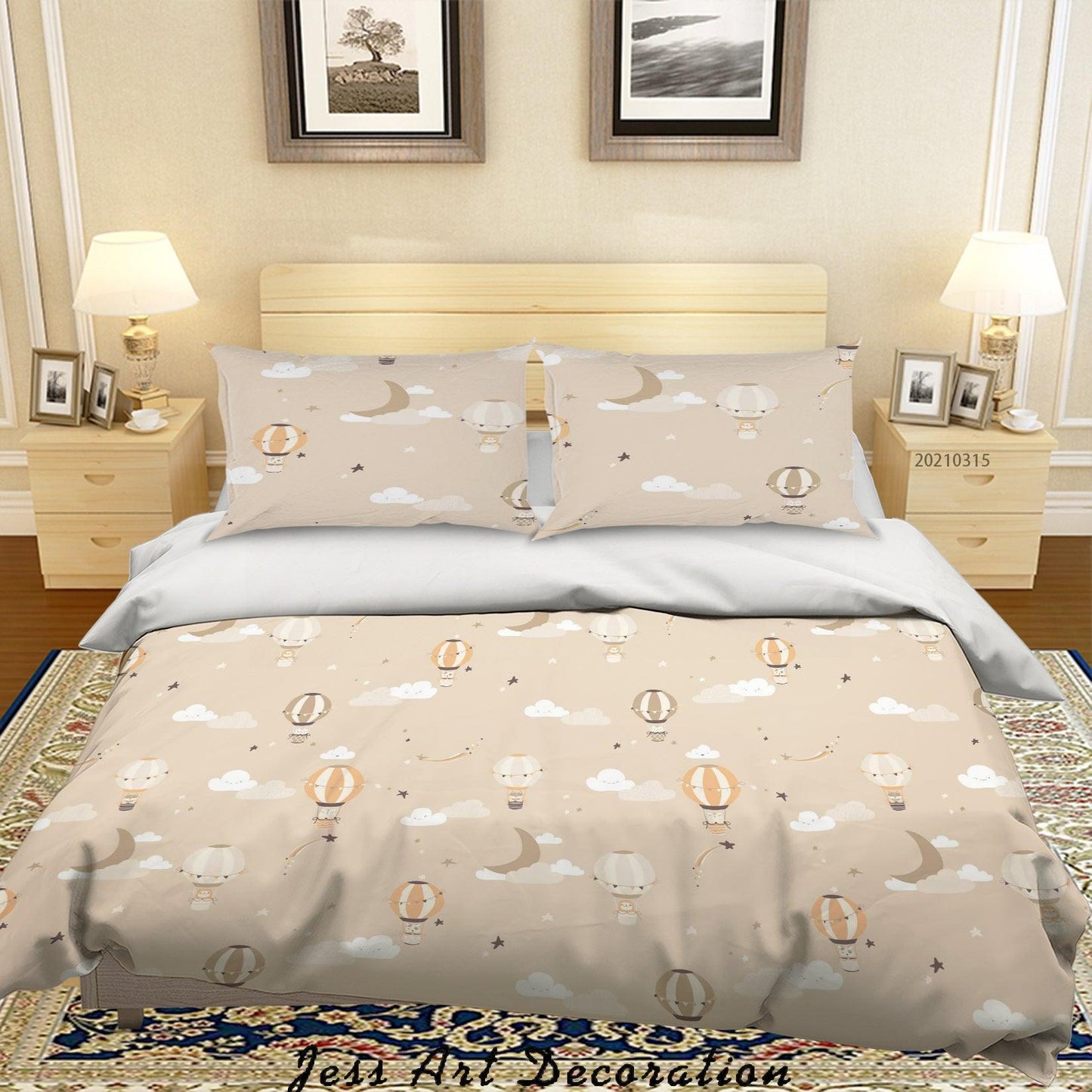 3D Cartoon Moon Hot Air Balloon Quilt Cover Set Bedding Set Duvet Cover Pillowcases 43