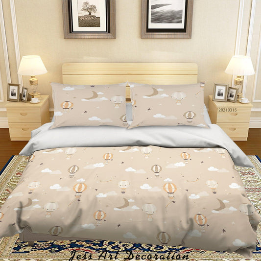 3D Cartoon Moon Hot Air Balloon Quilt Cover Set Bedding Set Duvet Cover Pillowcases 43