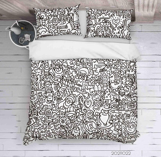 3D Abstract Monster Graffiti Quilt Cover Set Bedding Set Duvet Cover Pillowcases 13
