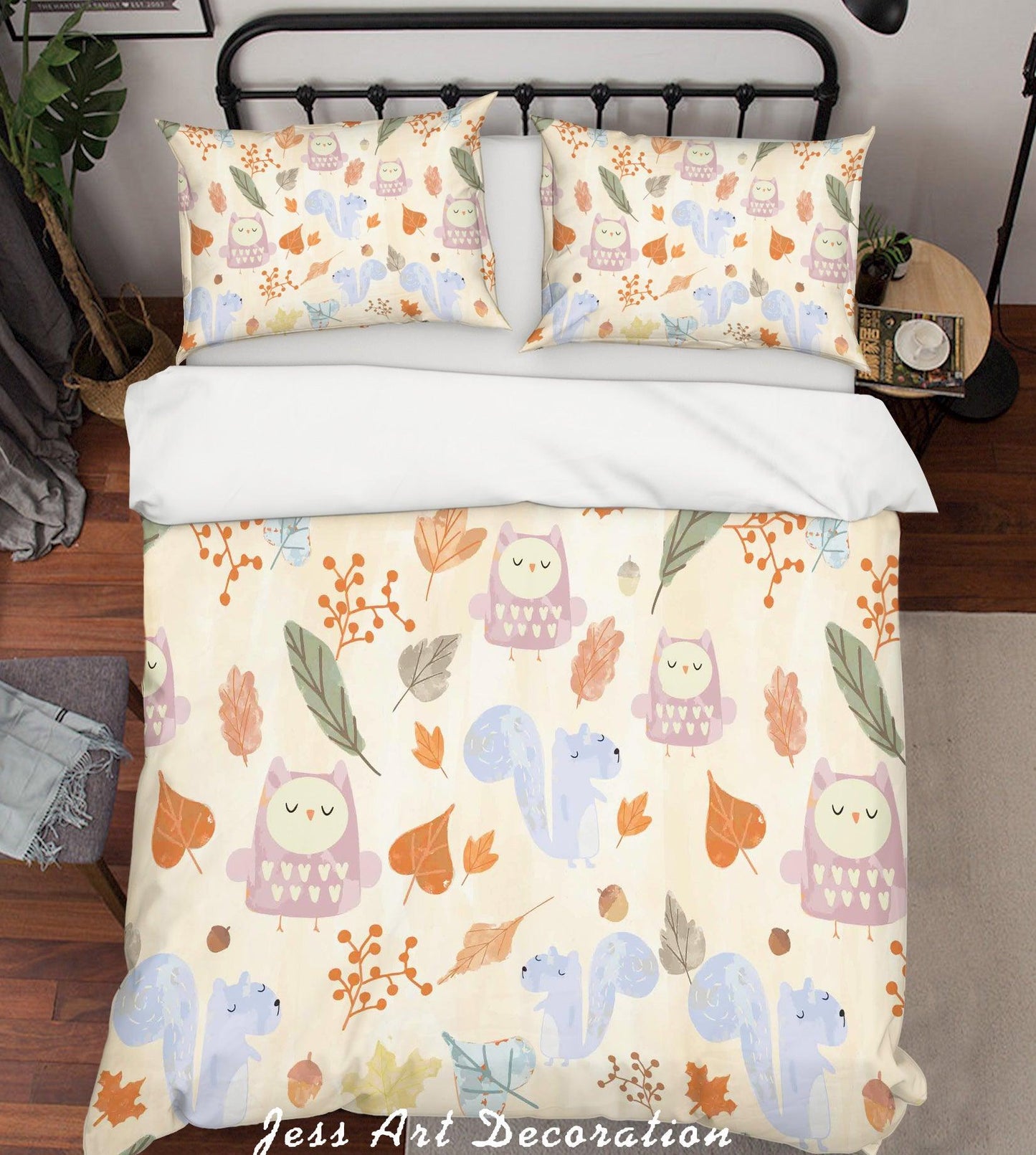 3D Cartoon Owl Squirrel Quilt Cover Set Bedding Set Pillowcases 21