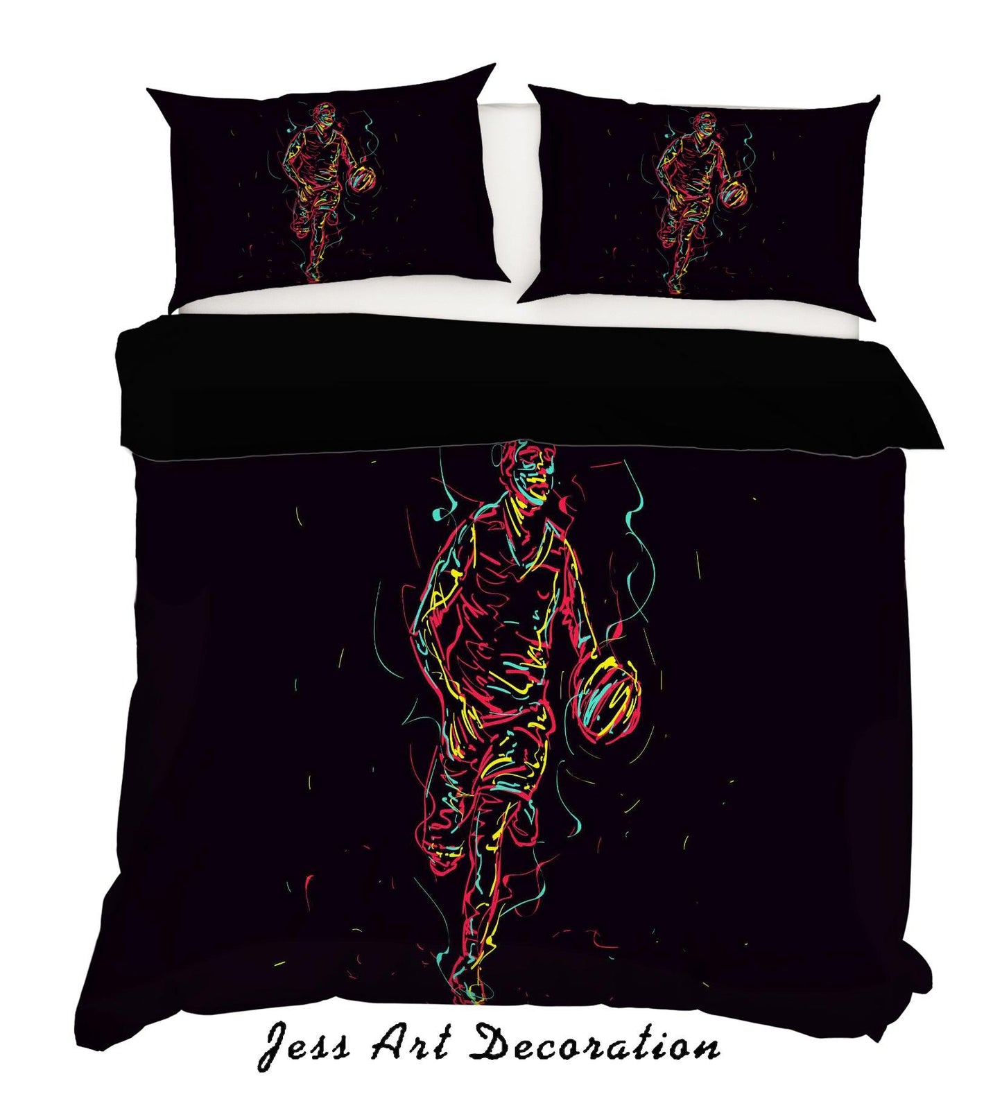 3D Black Basketball Player Quilt Cover Set Bedding Set Pillowcases 32
