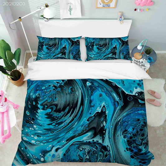 3D Abstract Blue Marble Texture Quilt Cover Set Bedding Set Duvet Cover Pillowcases 69