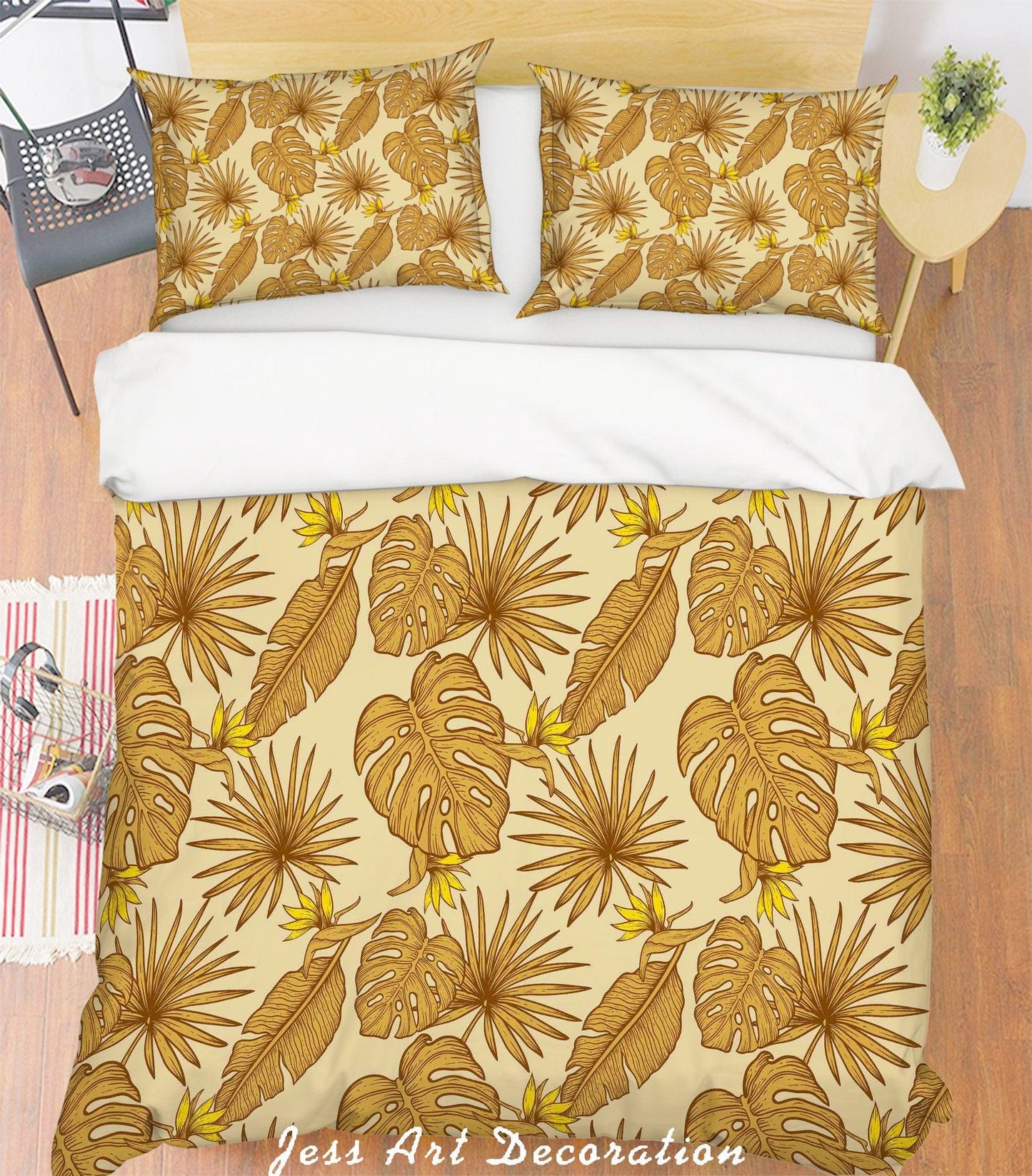 3D Brown Leaves Quilt Cover Set Bedding Set Pillowcases 113