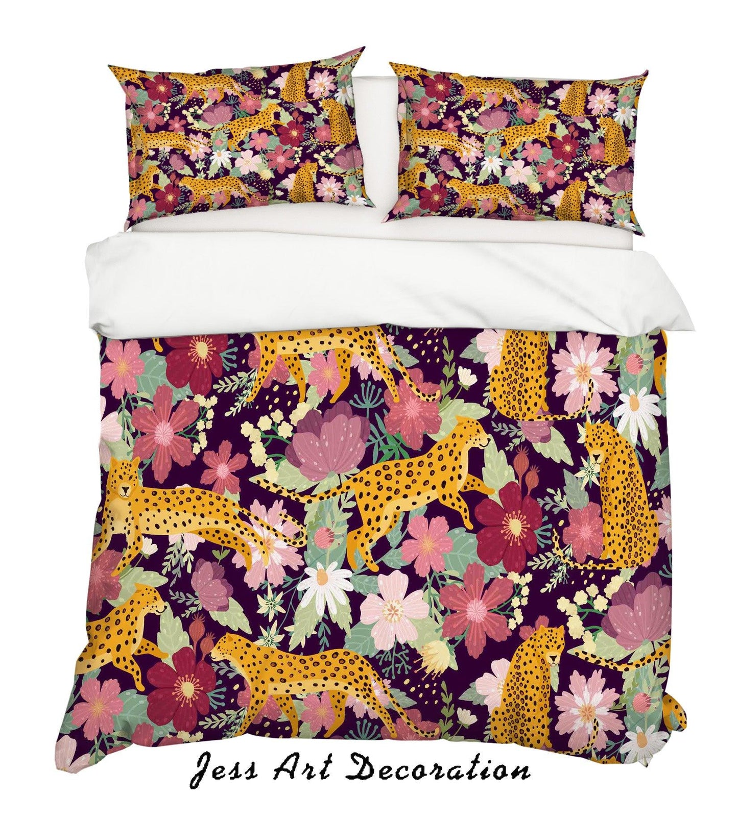 3D Cartoon Leopard Safflower Quilt Cover Set Bedding Set Pillowcases 102
