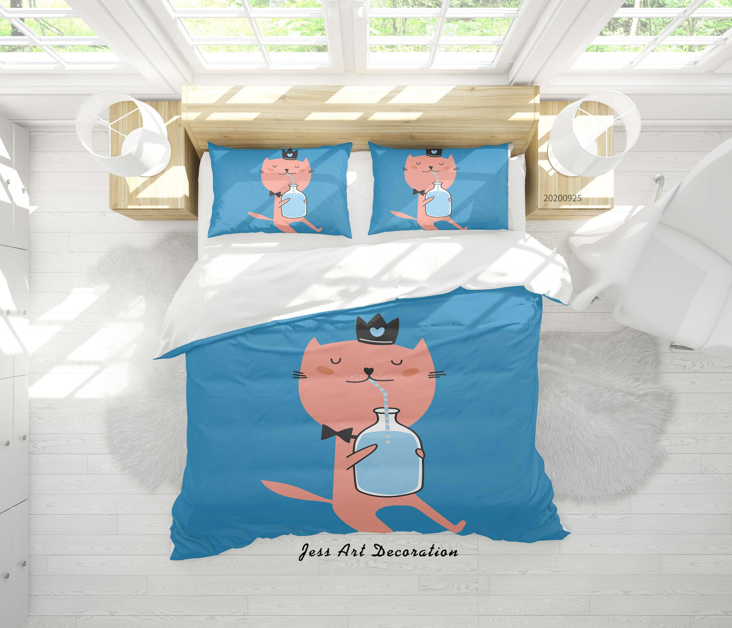 3D Cartoon Animal Cat Pattern Quilt Cover Set Bedding Set Duvet Cover Pillowcases WJ 6490