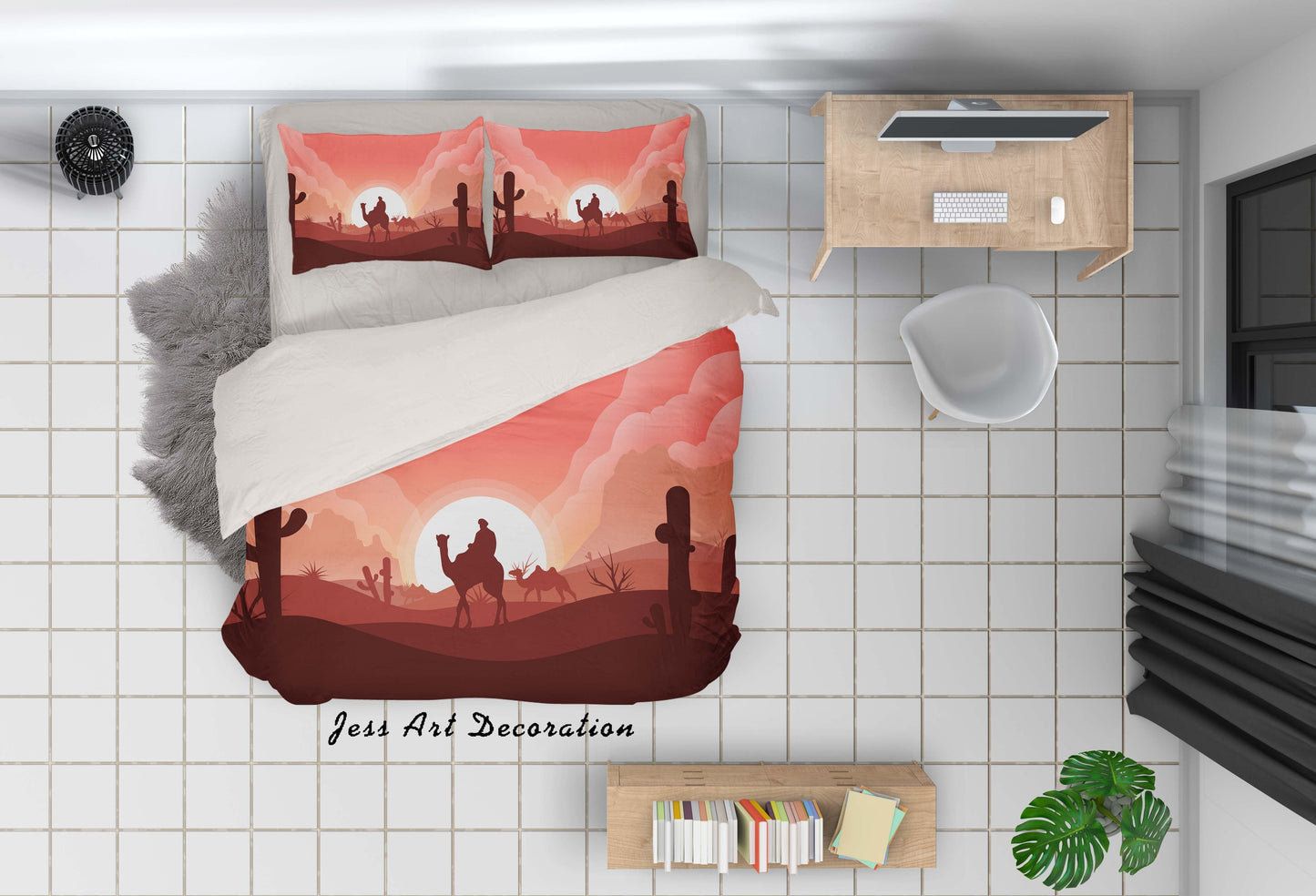 3D Cartoon Desert Cactus Quilt Cover Set Bedding Set Pillowcasesn 94