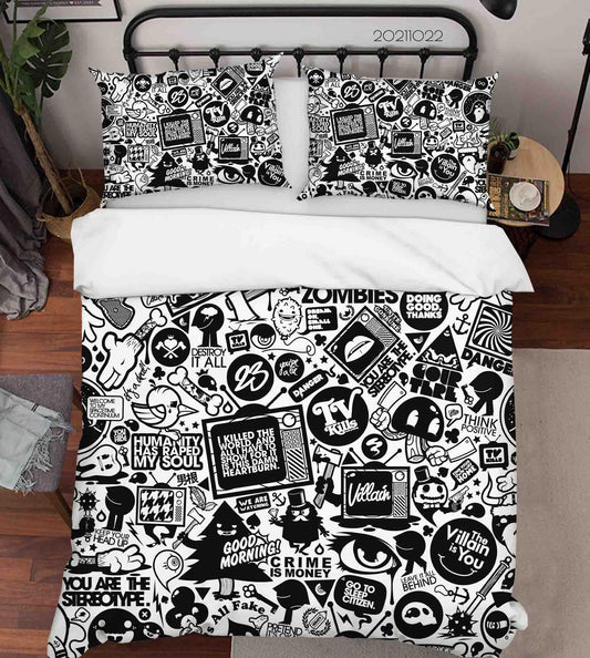 3D Abstract Illustration Art Doodle Quilt Cover Set Bedding Set Duvet Cover Pillowcases 99