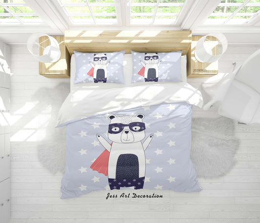 3D Cartoon Animal Panda Pattern Quilt Cover Set Bedding Set Duvet Cover Pillowcases WJ 6484