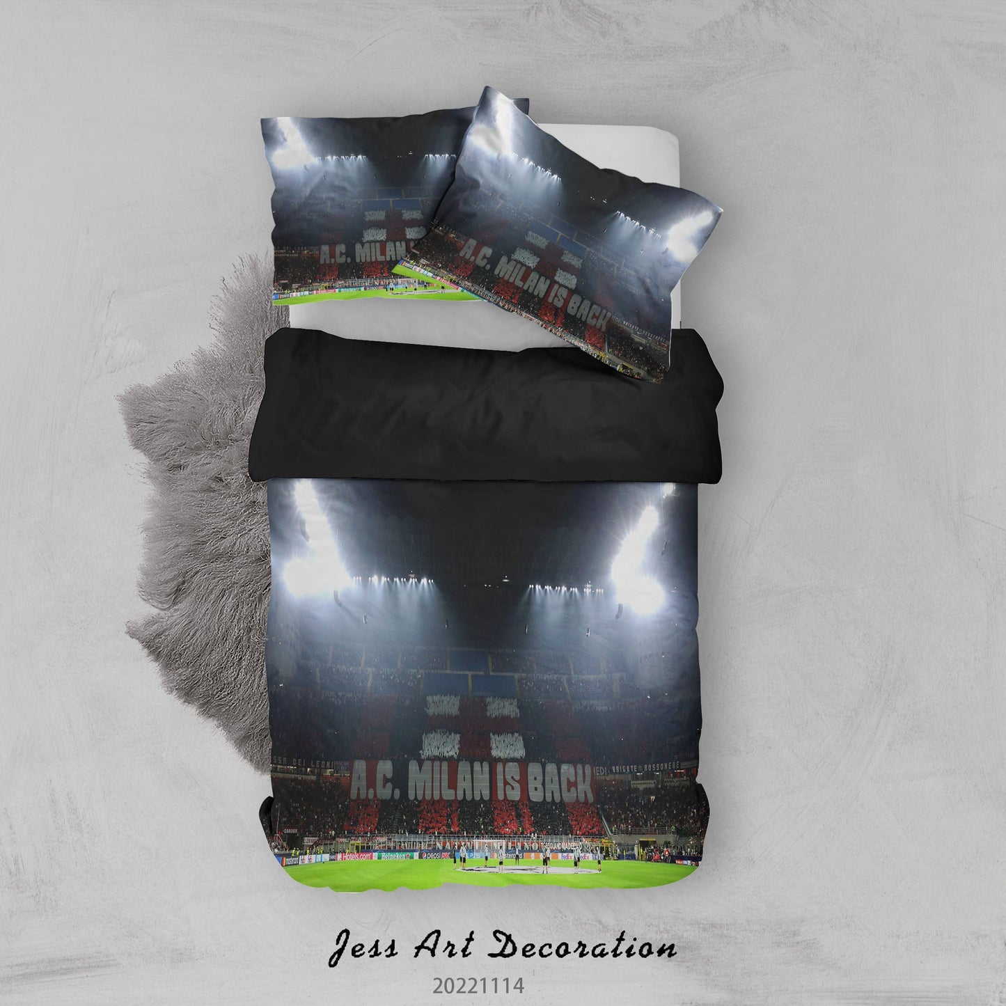 3D AC Associazione Calcio Milan Lamplight Spectator Seats Quilt Cover Set Bedding Set Duvet Cover Pillowcase 856