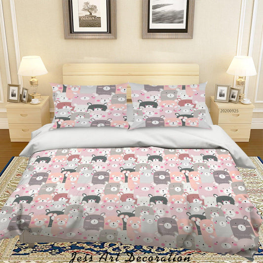 3D Cartoon Animal Bear Pattern Quilt Cover Set Bedding Set Duvet Cover Pillowcases WJ 6409