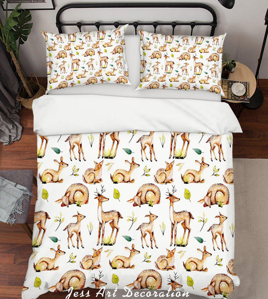 3D Cartoon Deer Quilt Cover Set Bedding Set Pillowcases 143