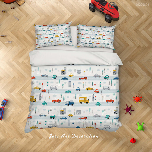 3D Cartoon Colorful Car Quilt Cover Set Bedding Set Duvet Cover Pillowcases LXL 215