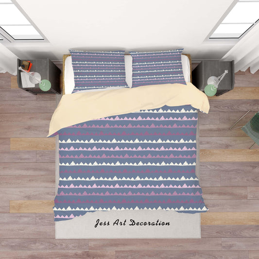 3D Blue Triangle Quilt Cover Set Bedding Set Duvet Cover Pillowcases SF25