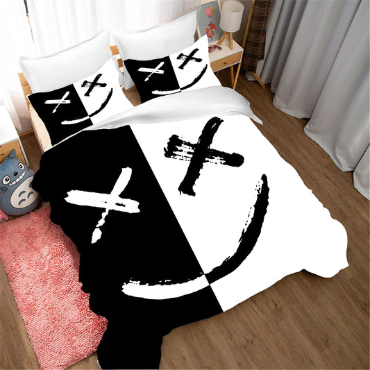 3D Black White Smile Quilt Cover Set Bedding Set Pillowcases 10