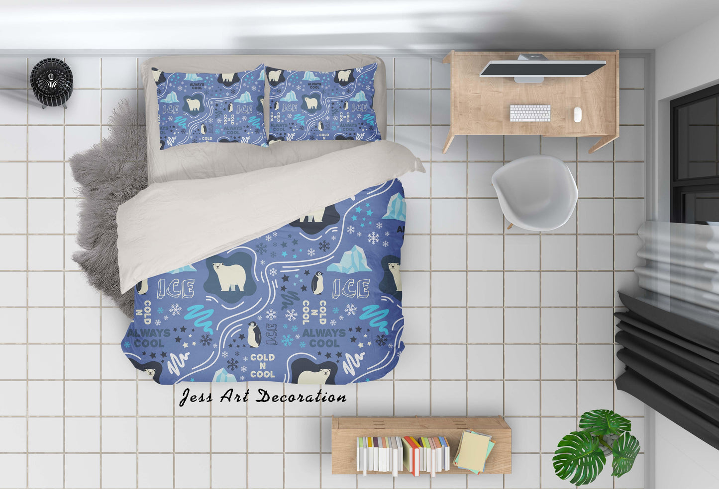 3D Blue Polar Bear Penguin Quilt Cover Set Bedding Set Pillowcases 32