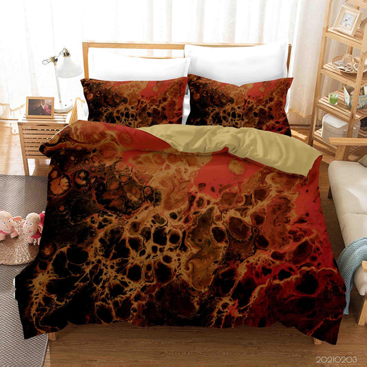 3D Abstract Orange Marble Texture Quilt Cover Set Bedding Set Duvet Cover Pillowcases 57