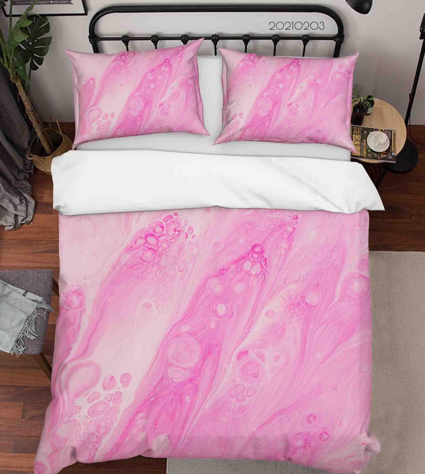 3D Abstract Pink Marble Texture Quilt Cover Set Bedding Set Duvet Cover Pillowcases 76