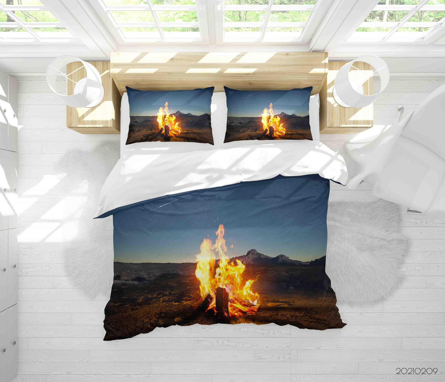 3D Campfire Scenery Quilt Cover Set Bedding Set Duvet Cover Pillowcases 317