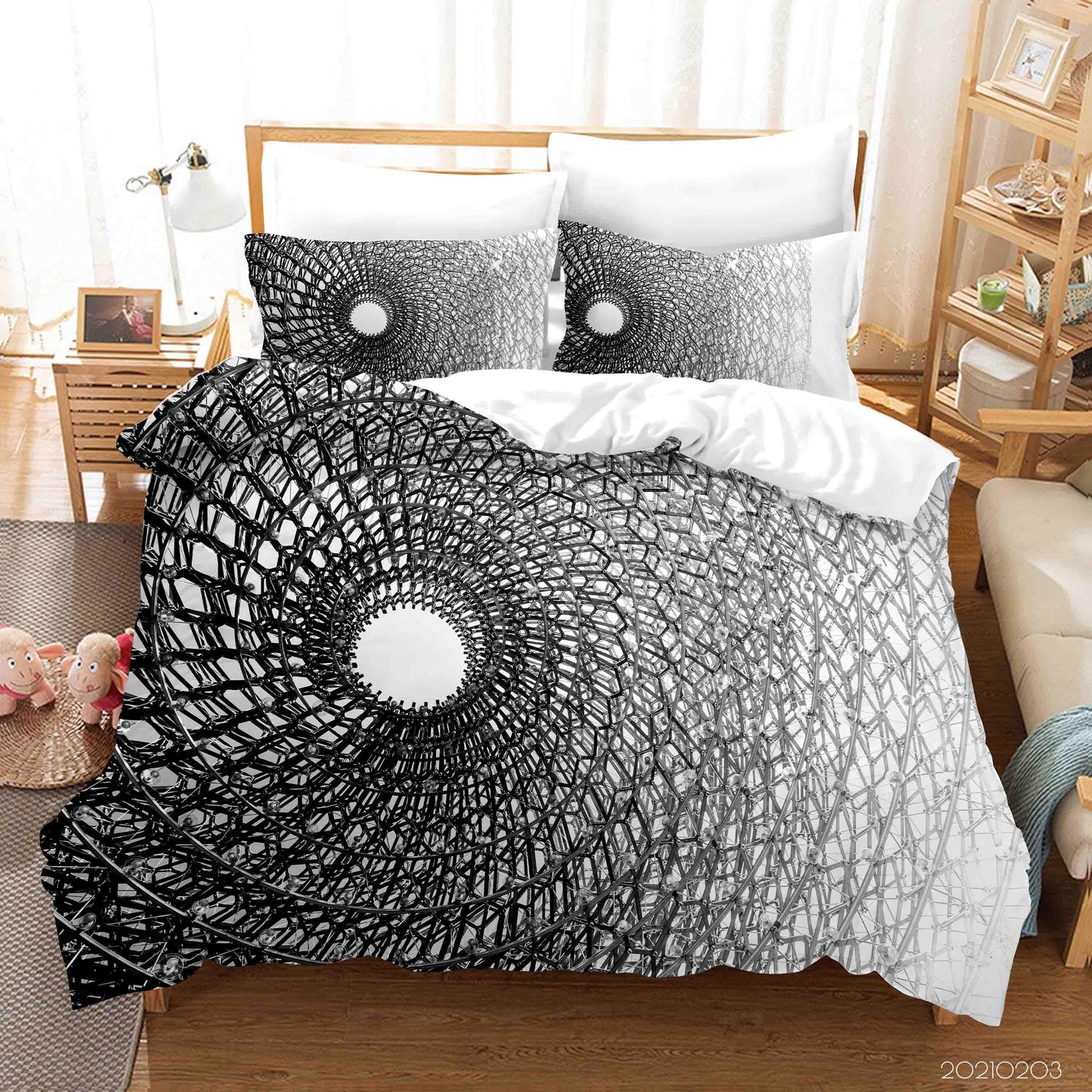 3D Abstract Geometry Grey Quilt Cover Set Bedding Set Duvet Cover Pillowcases 15