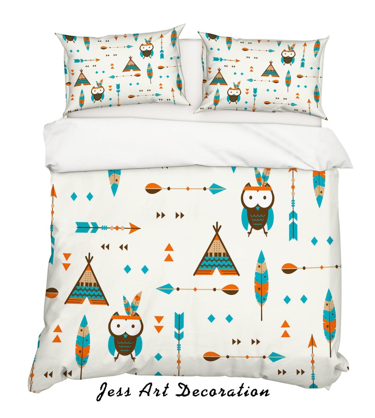 3D Cartoon Owl Feather Quilt Cover Set Bedding Set Pillowcases 20