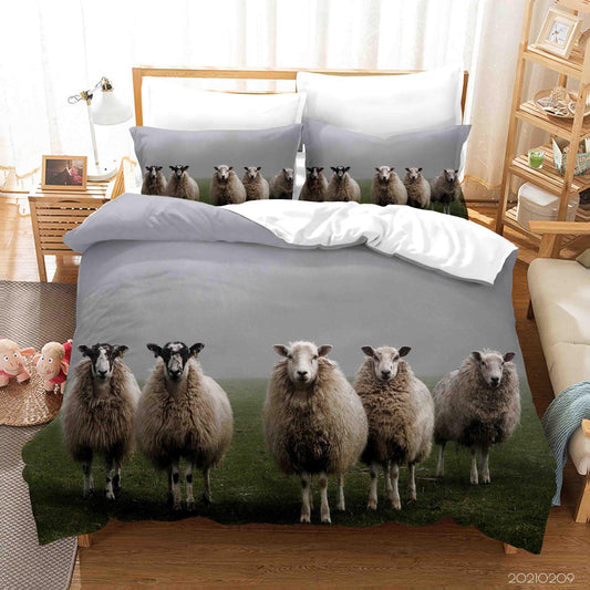 3D Animal Meadow Sheep Quilt Cover Set Bedding Set Duvet Cover Pillowcases 307