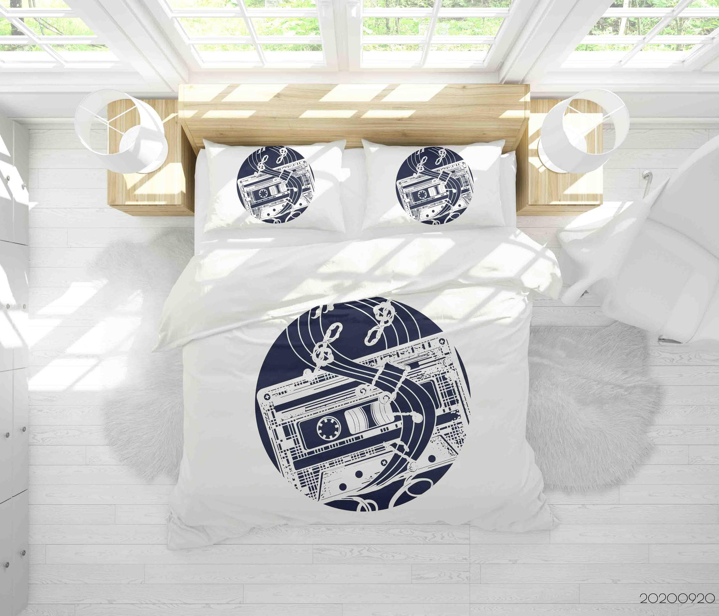 3D Audio Cassette Music Notes Sign Quilt Cover Set Bedding Set Duvet Cover Pillowcases WJ 9151