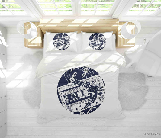 3D Audio Cassette Music Notes Sign Quilt Cover Set Bedding Set Duvet Cover Pillowcases WJ 9151