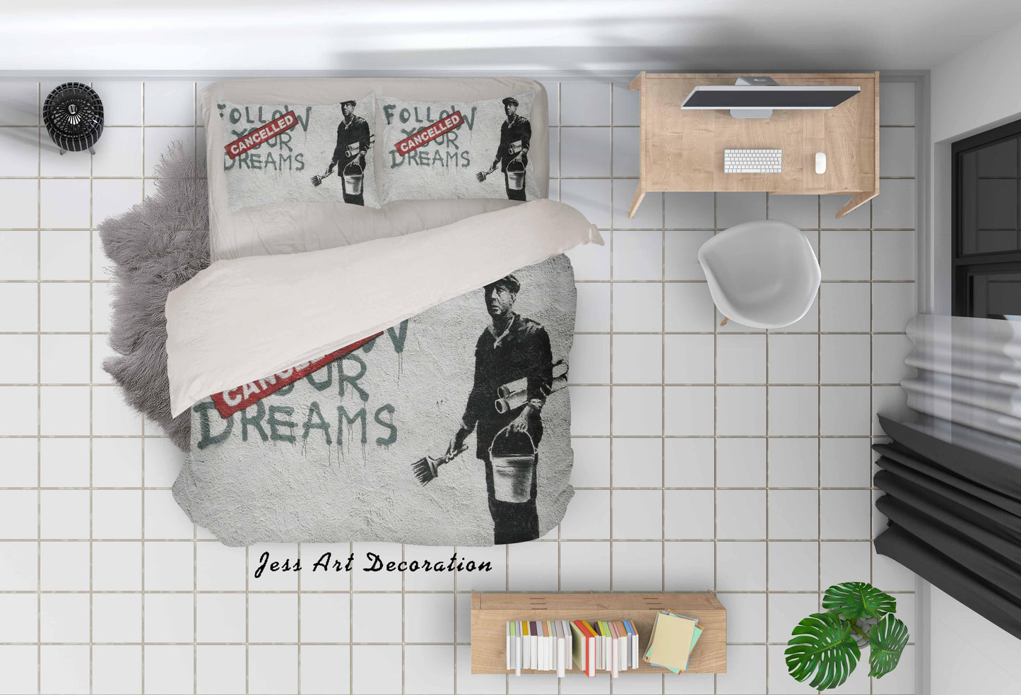 3D Banksy Mural Whitewasher Letter Quilt Cover Set Bedding Set Duvet Cover Pillowcases  ZY D104