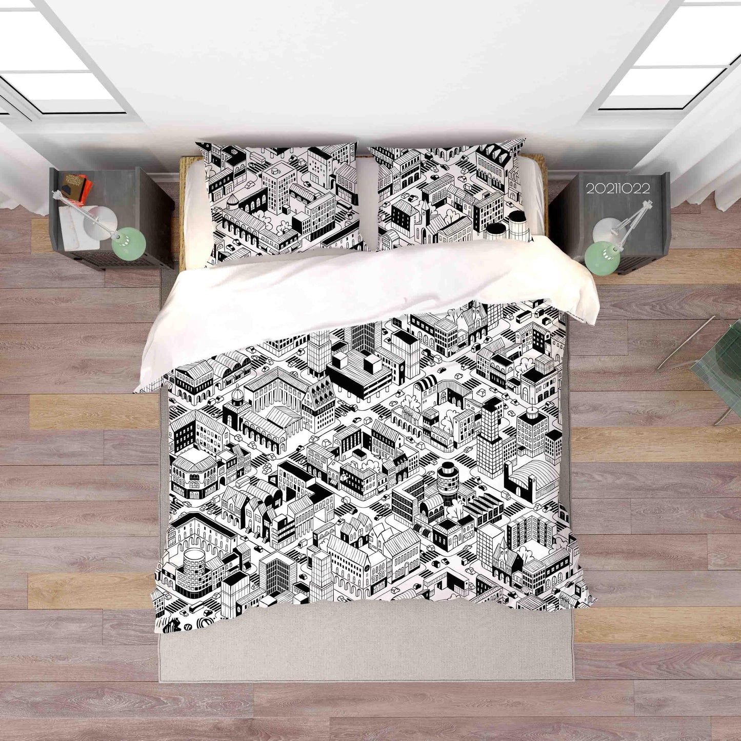 3D Abstract City Building Graffiti Quilt Cover Set Bedding Set Duvet Cover Pillowcases 14