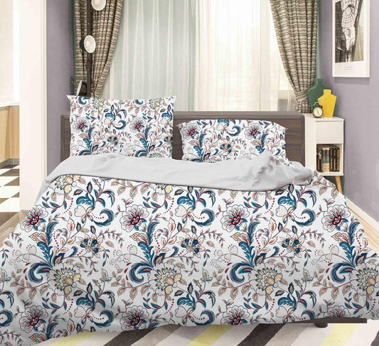 3D Blue Flowers Leaves Quilt Cover Set Bedding Set Pillowcases 60