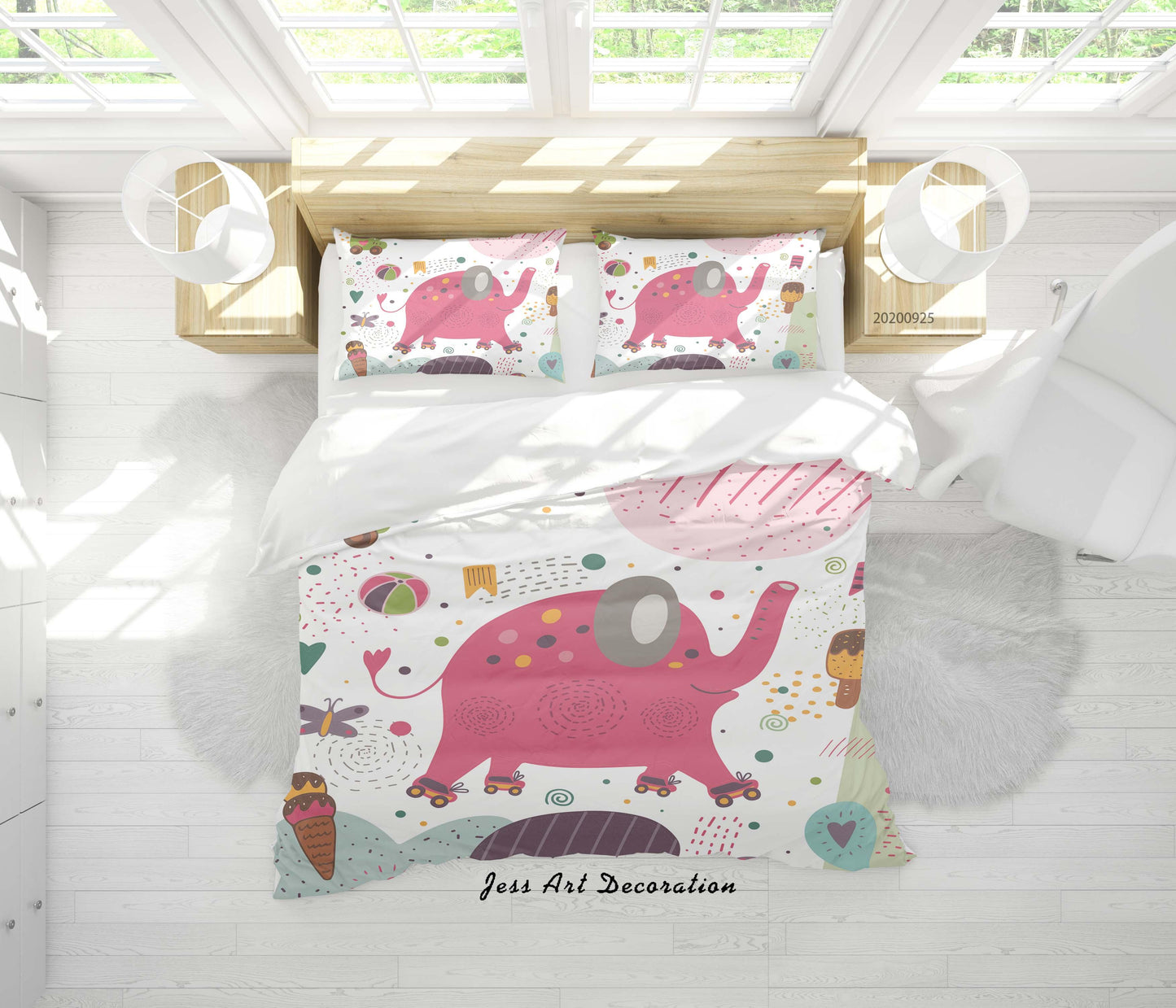 3D Cartoon Animal Baby Elephant Pattern Quilt Cover Set Bedding Set Duvet Cover Pillowcases WJ 6450
