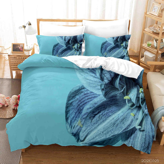 3D Blue Floral Quilt Cover Set Bedding Set Duvet Cover Pillowcases 286