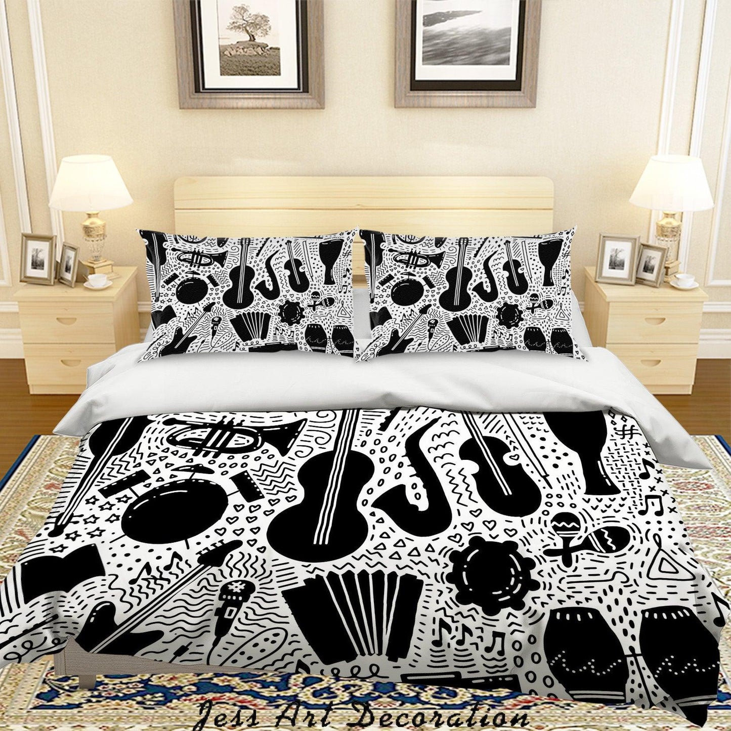 3D Black Music Equipment Quilt Cover Set Bedding Set Pillowcases 9