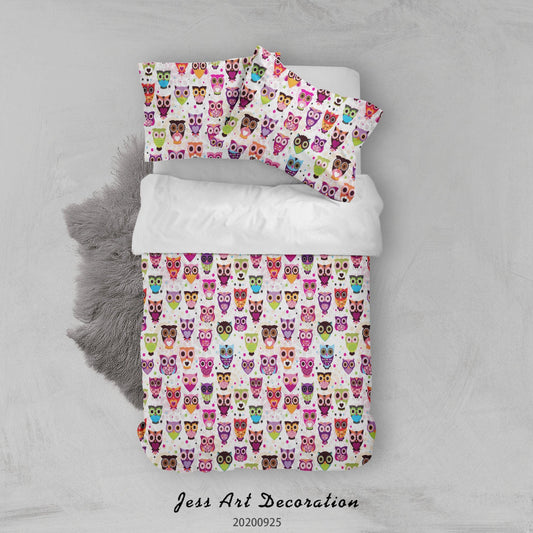 3D Cartoon Animal Owl Pattern Quilt Cover Set Bedding Set Duvet Cover Pillowcases WJ 6450