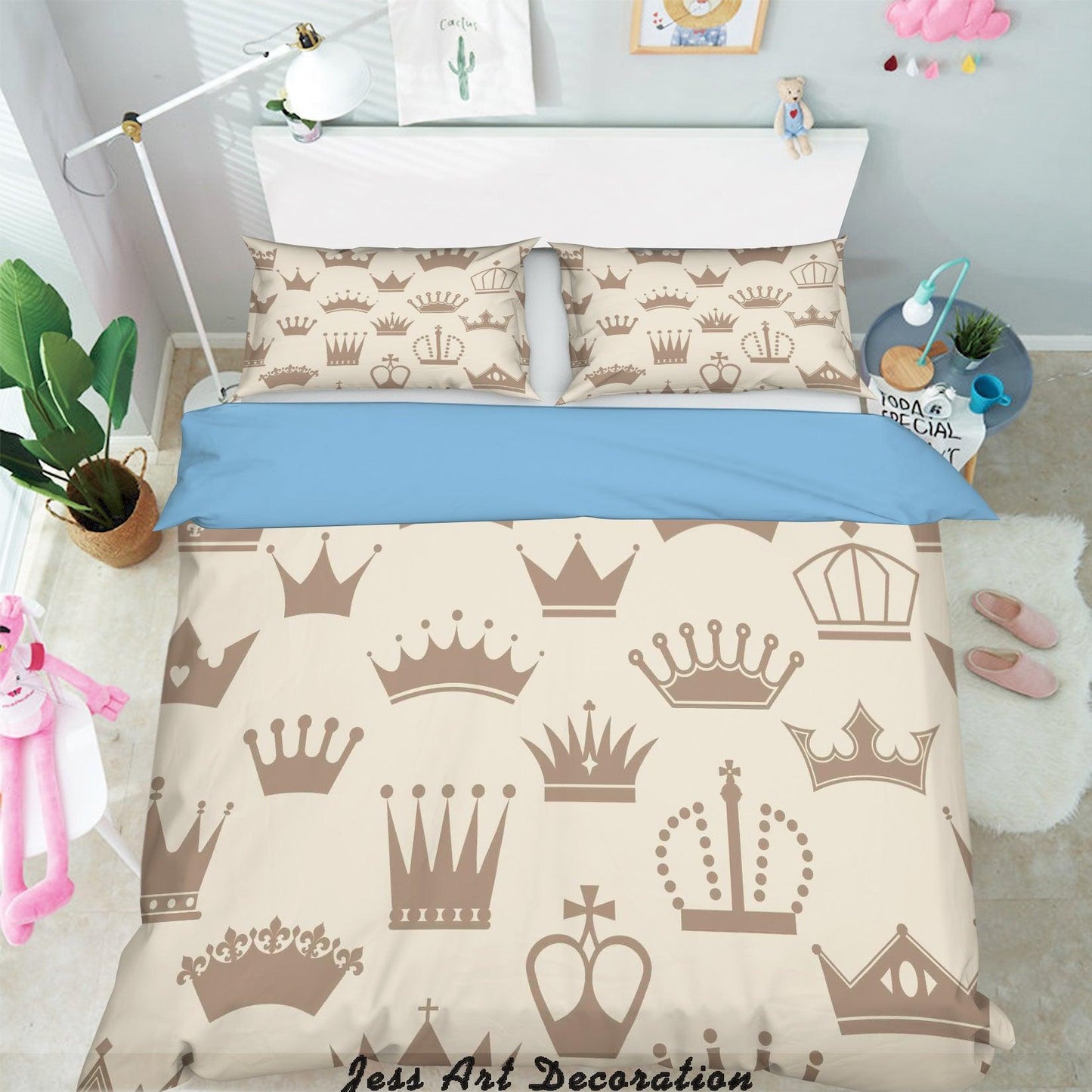 3D Cartoon Crown Pattern Quilt Cover Set Bedding Set Pillowcases  237