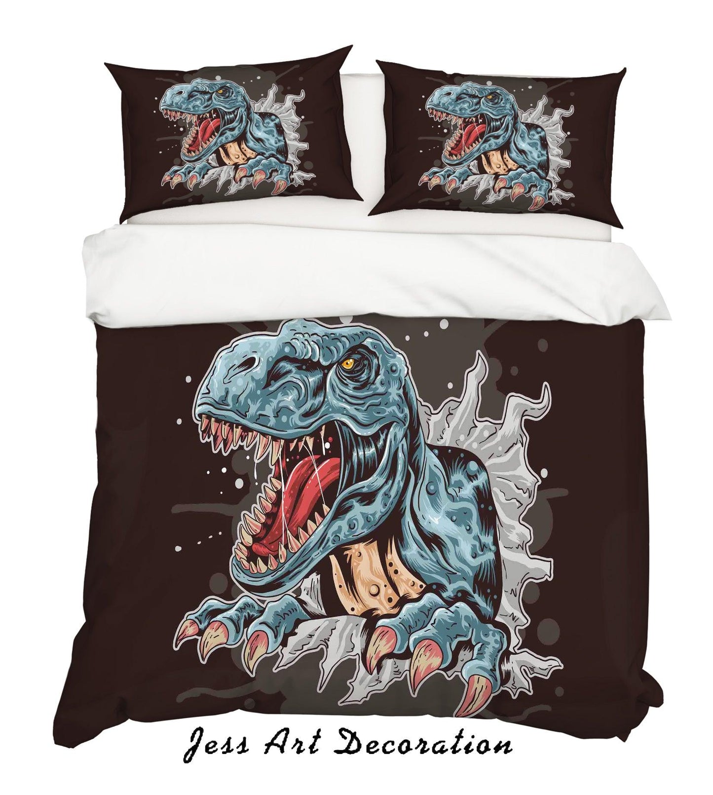3D Blue Dinosaur Letter Quilt Cover Set Bedding Set Pillowcases 60