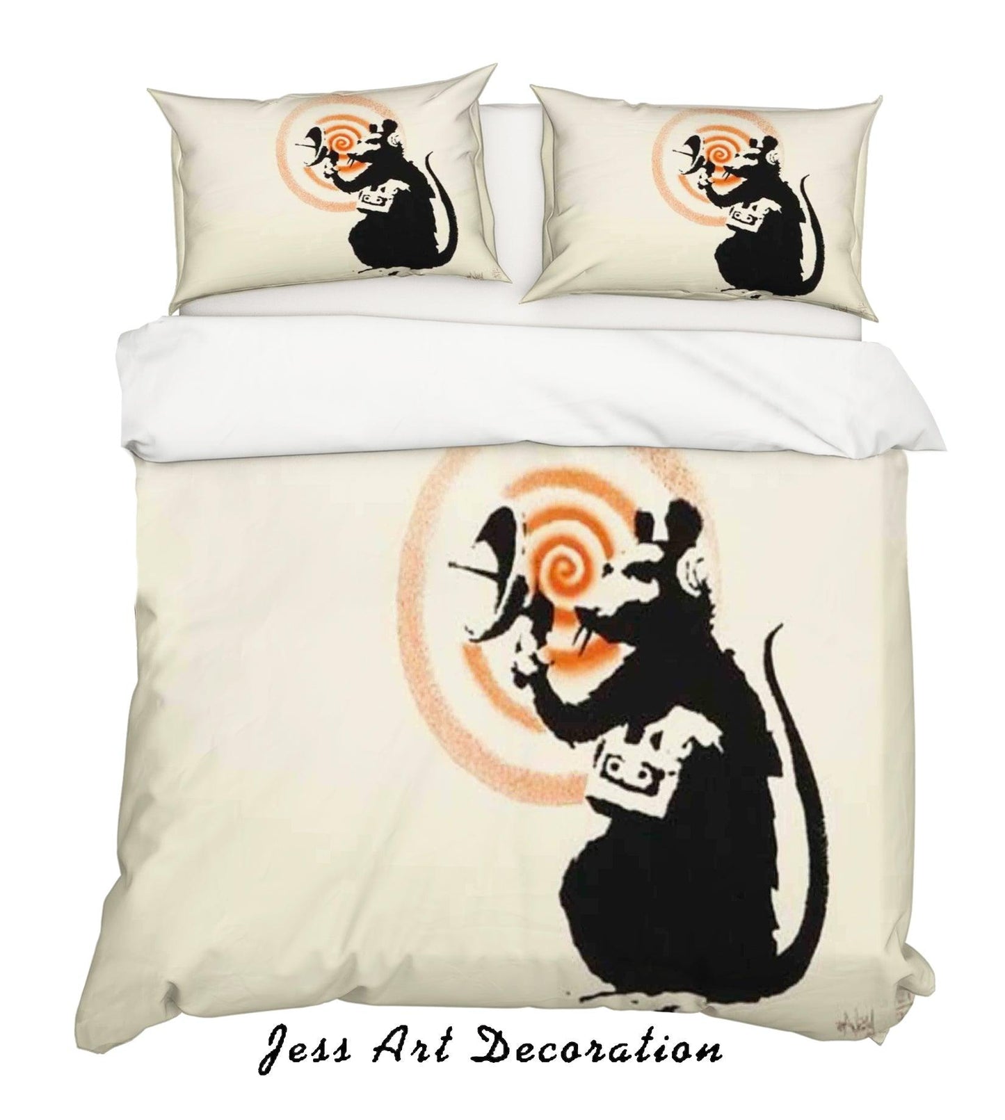 3D Banksy Radar Rat Yellow Background Quilt Cover Set Bedding Set Duvet Cover Pillowcases  ZY D50