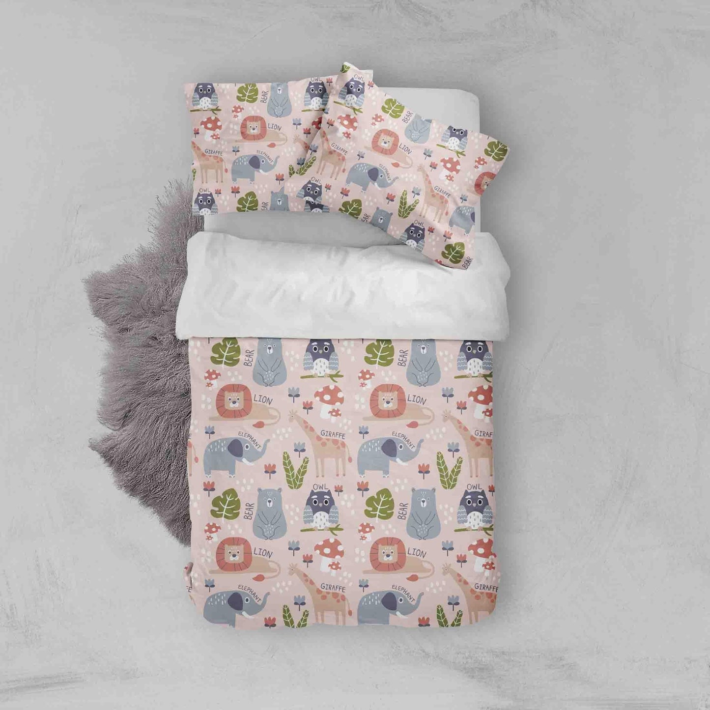 3D Cartoon Giraffe Elephant Animal Pattern Quilt Cover Set Bedding Set Duvet Cover Pillowcases LXL
