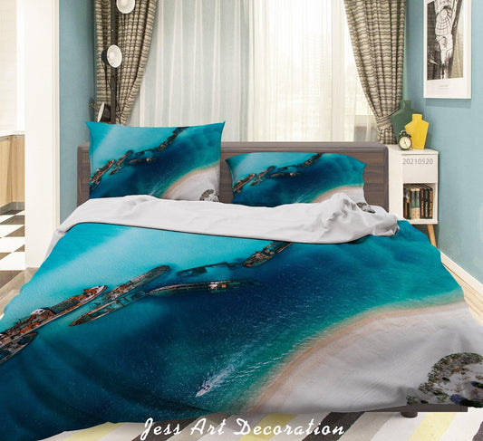 3D Blue Beach Landscape Quilt Cover Set Bedding Set Duvet Cover Pillowcases 32