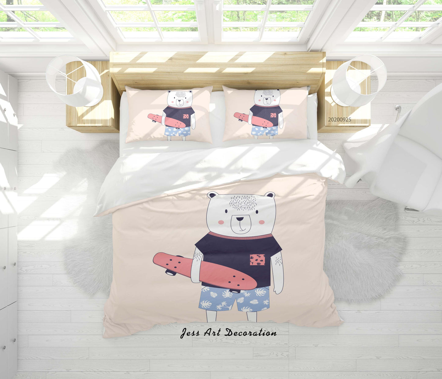 3D Cartoon Animal Bear Pattern Quilt Cover Set Bedding Set Duvet Cover Pillowcases WJ 6485