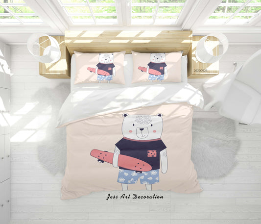 3D Cartoon Animal Bear Pattern Quilt Cover Set Bedding Set Duvet Cover Pillowcases WJ 6485