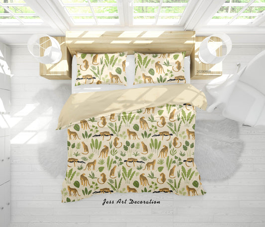 3D Cartoon Leopards Pattern Quilt Cover Set Bedding Set Duvet Cover Pillowcases WJ 6086