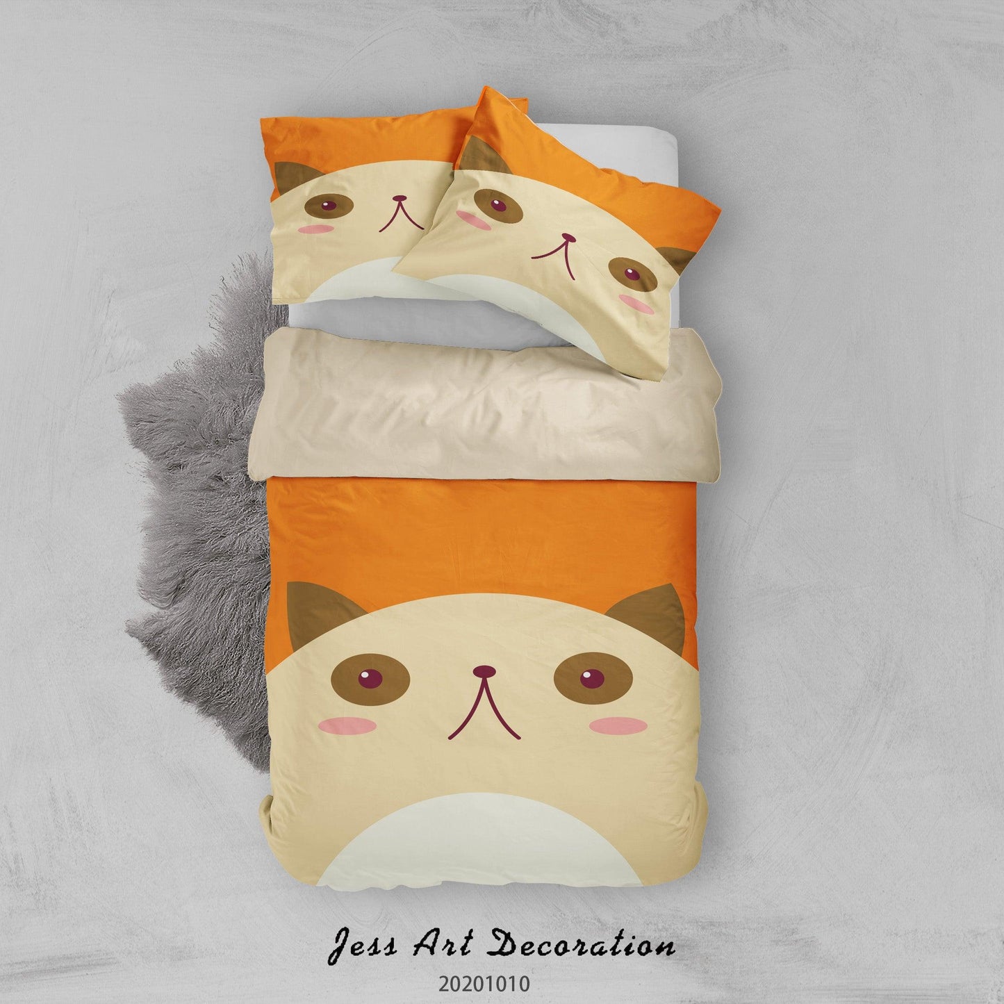 3D Cartoon Cute Animal Civet Cat Quilt Cover Set Bedding Set Duvet Cover Pillowcases WJ 9529
